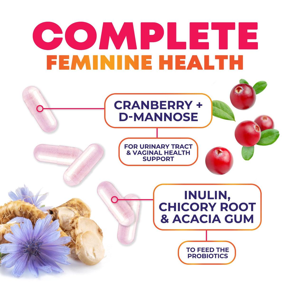 Probiotiques Femmes Nature's Nutrition sur une table en bois
