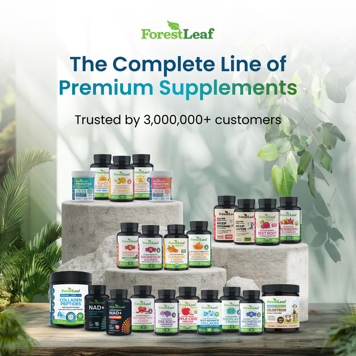 Probiotiques ForestLeaf 100 milliards CFU gélules sur une table