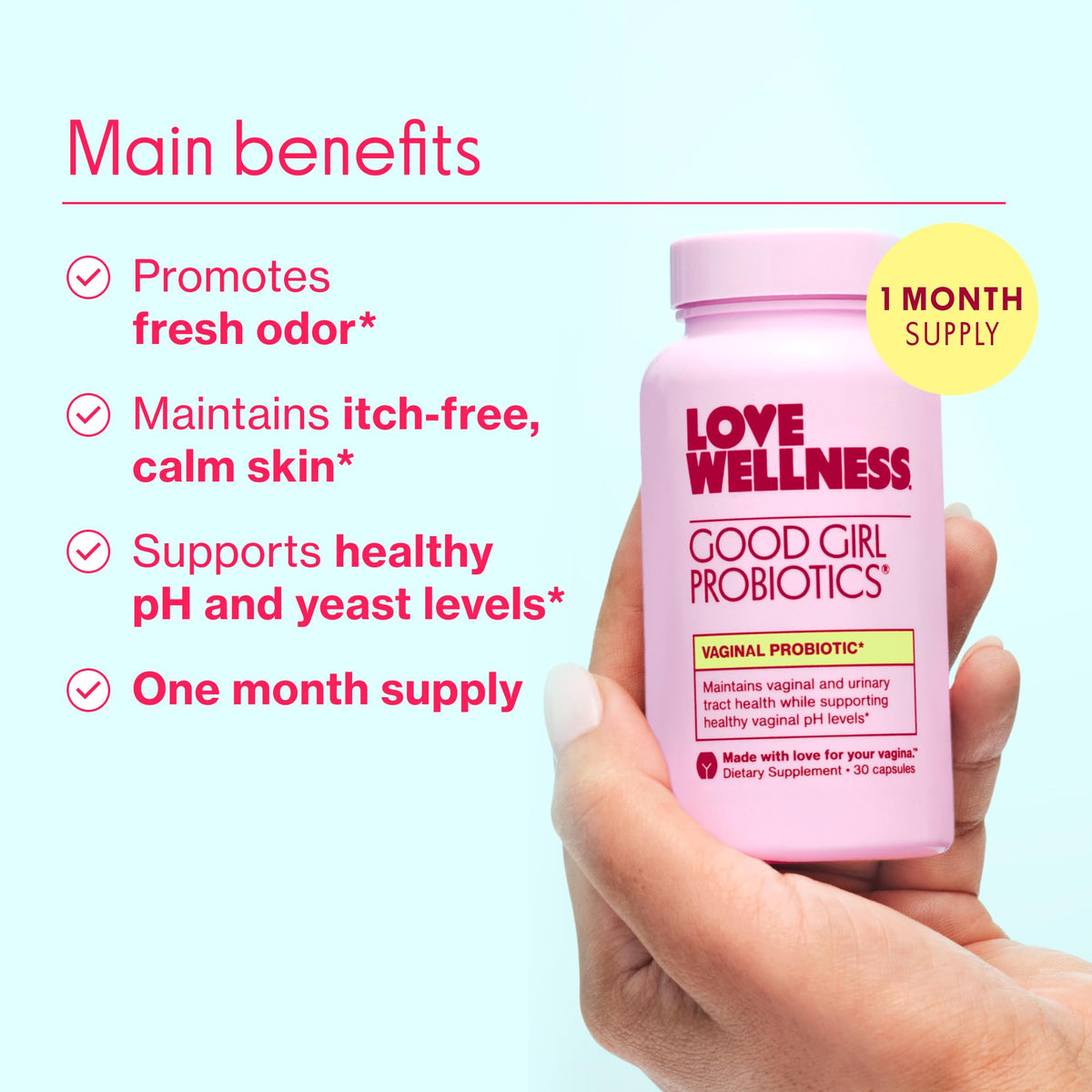 Probiotiques Good Girl en capsule, flacon de 30 capsules