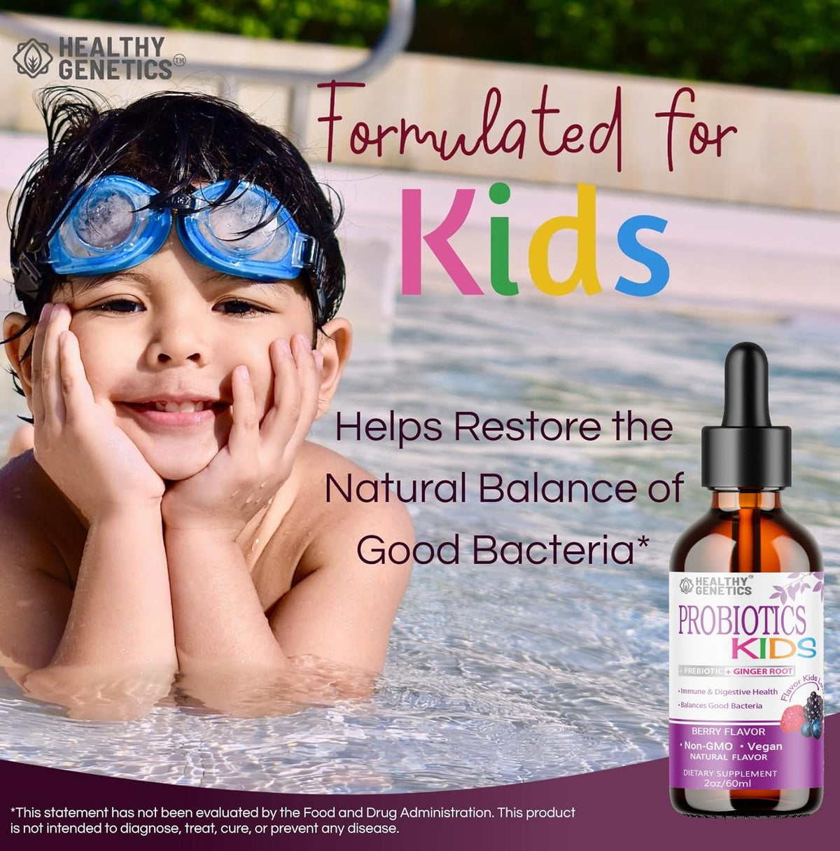 Probiotiques Healthy Genetics pour enfants avec prébiotiques