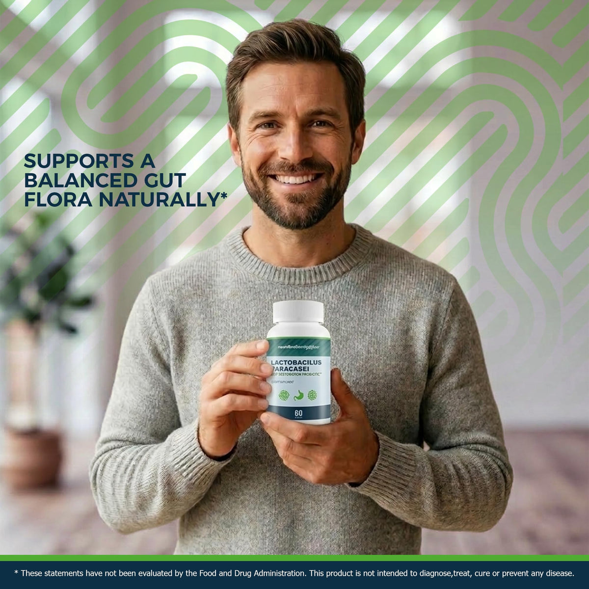 Probiotiques Lactobacillus Paracasei avec capsules sur fond neutre
