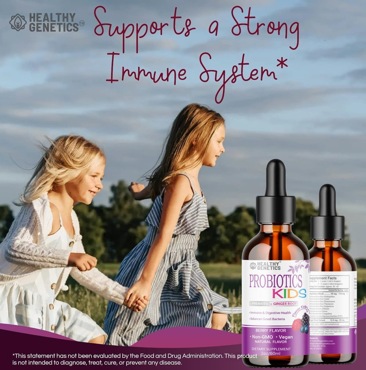 Probiotiques liquides Healthy Genetics avec racine de gingembre