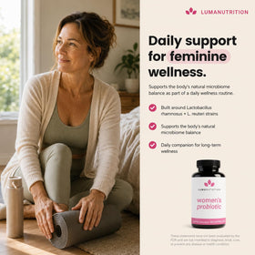 Probiotiques Luma Nutrition, capsules sur une surface blanche