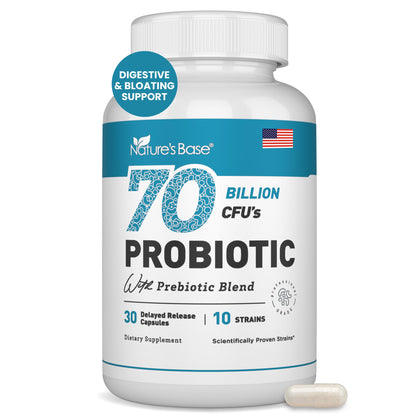 Probiotiques Nature's Base 70 milliards CFU capsules végétales