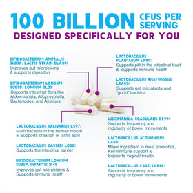 Probiotiques Nature's Nutrition 100 milliards CFU capsules ouvertes