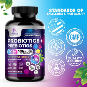 Probiotiques Nature's Nutrition 100 milliards CFU étiquetage