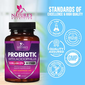 Probiotiques Nature's Nutrition avec 10 souches uniques