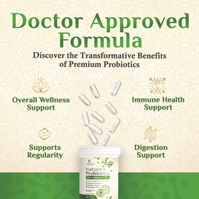 Probiotiques Nature's Nutrition avec étiquette détaillée