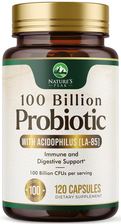 Probiotiques Nature's Peak 100 milliards CFU 120 capsules vue de face
