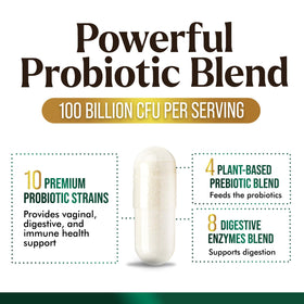 Probiotiques Nature's Peak 120 capsules sur fond blanc