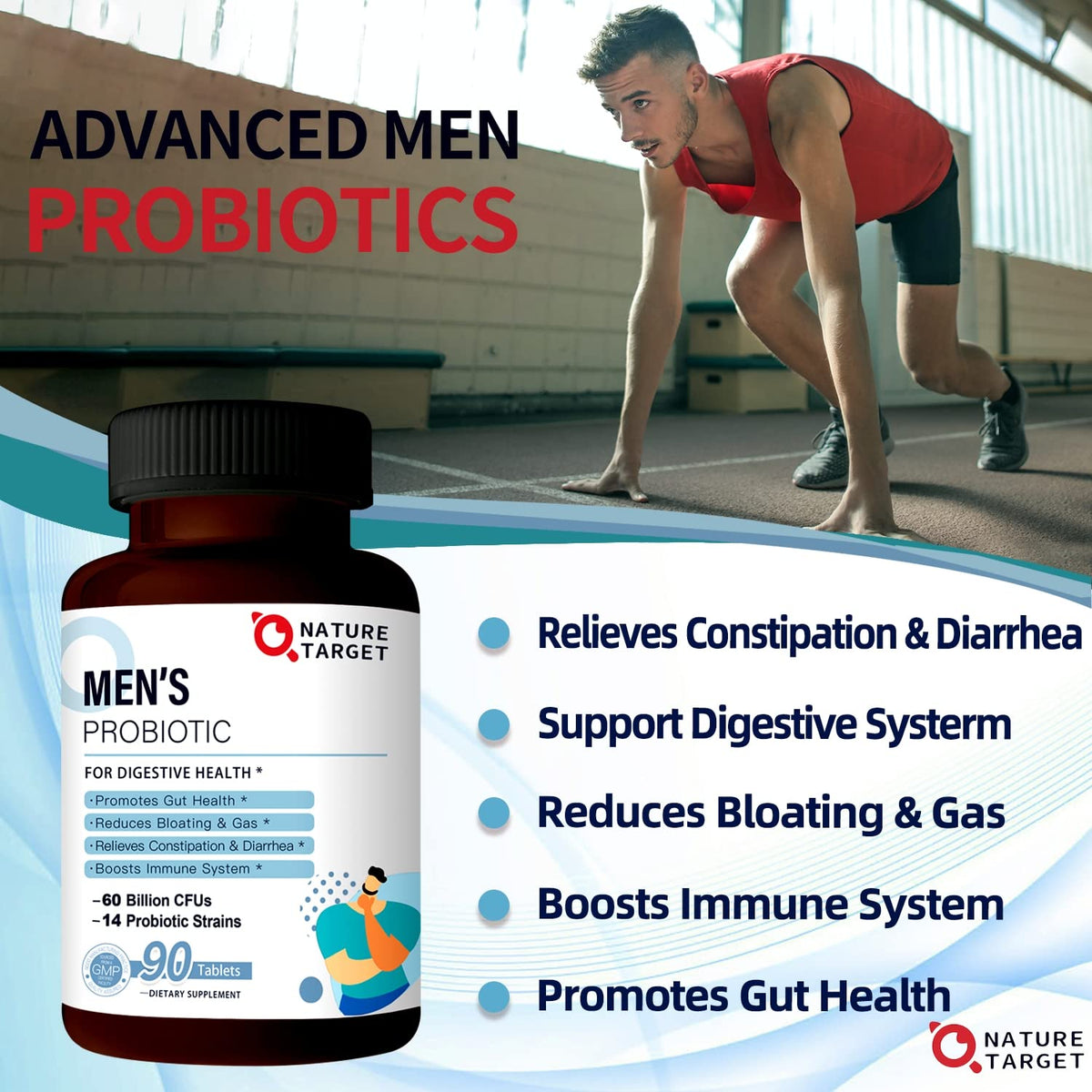 Probiotiques NATURE TARGET pour hommes, étiquette du produit
