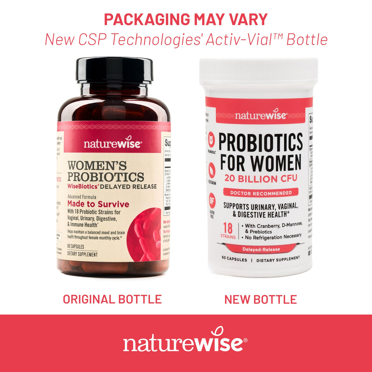 Probiotiques NatureWise pour femmes avec ingrédients clés