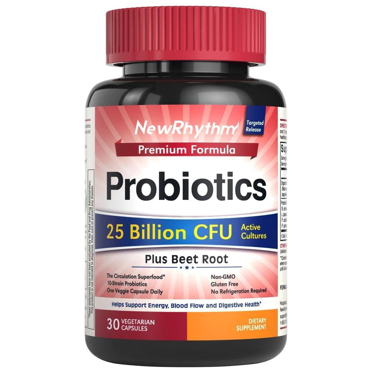 Probiotiques NewRhythm 25 milliards CFU capsules végétales vue de face