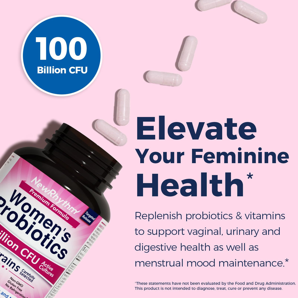 Probiotiques NewRhythm pour Femmes 60 capsules vue arrière