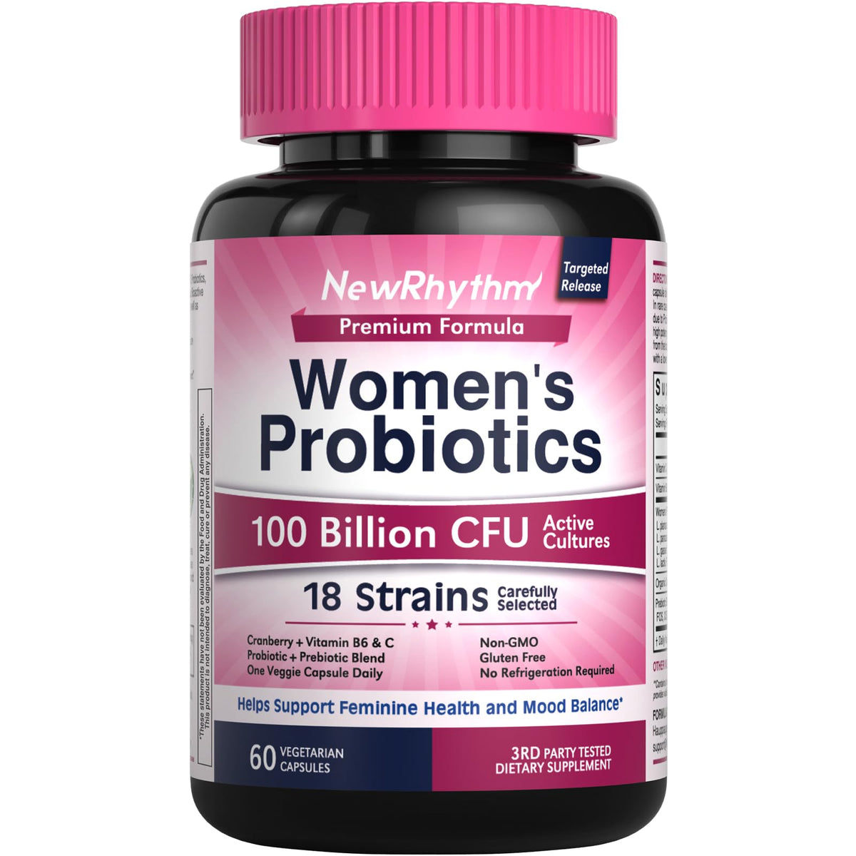 Probiotiques NewRhythm pour Femmes 60 capsules vue avant