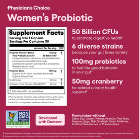 Probiotiques Physician's CHOICE Duo Féminin sur une table en bois