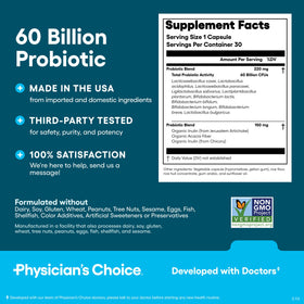 Probiotiques Physician's CHOICE sur une table en bois