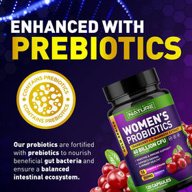 Probiotiques pour Femmes Built by Nature 120 capsules sur une table