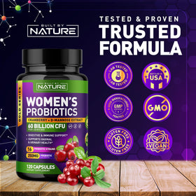 Probiotiques pour Femmes Built by Nature avec canneberge et D-mannose