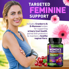 Probiotiques pour Femmes Built by Nature sur fond blanc
