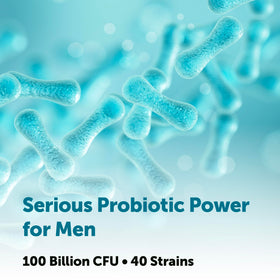 Probiotiques pour Hommes Micro Ingredients avec ingrédients botaniques en arrière-plan