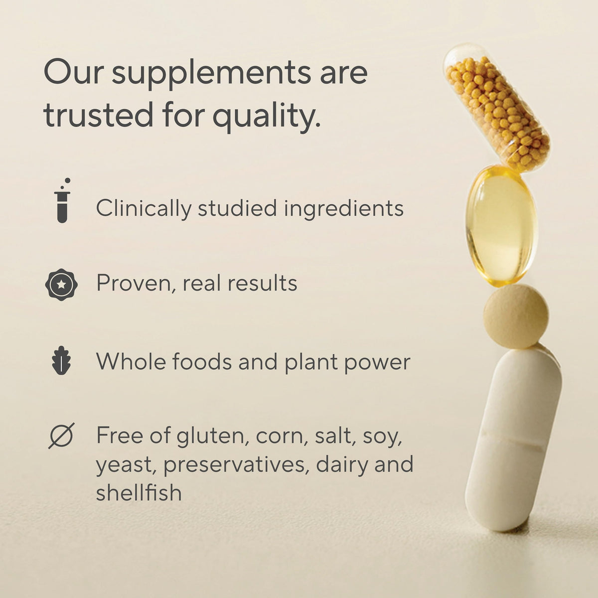 Probiotiques Sunergetic à côté d'autres compléments alimentaires