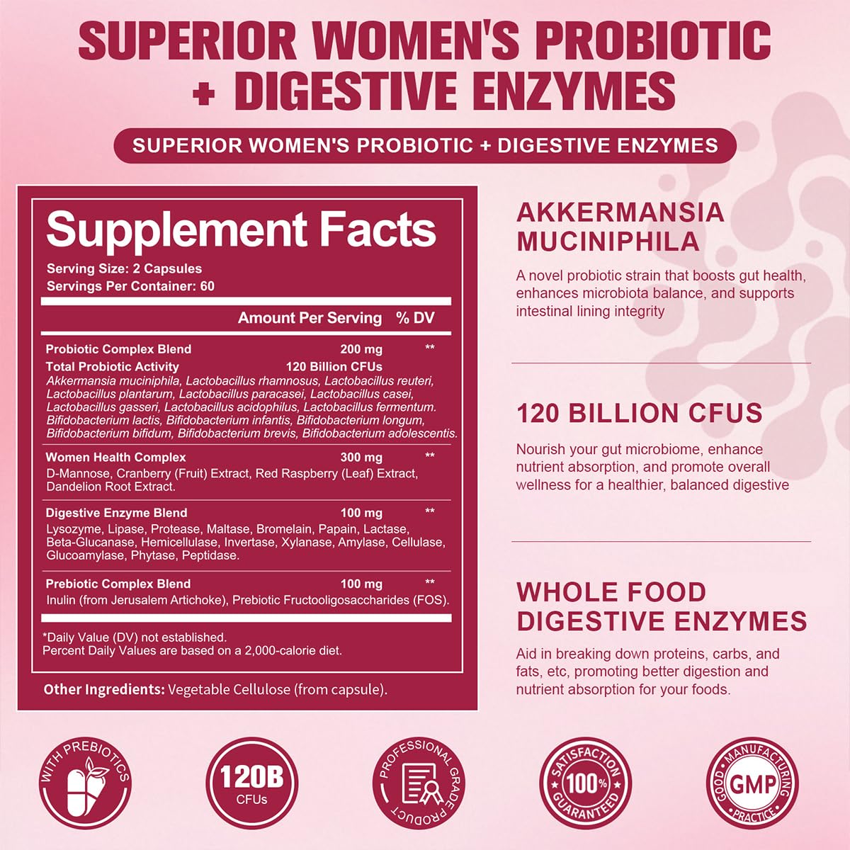 Probiotiques Totaria pour femmes avec étiquette et dosage
