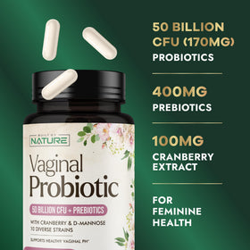 Probiotiques Vaginales Built by Nature 60 Capsules sur une table