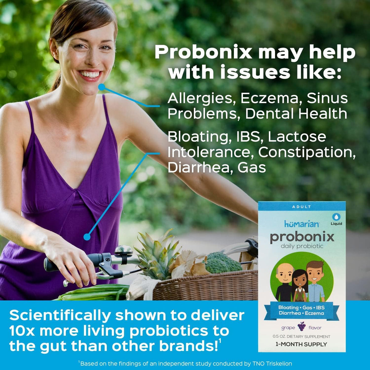 Probonix probiotique liquide 45 milliards CFU gouttes sur une cuillère