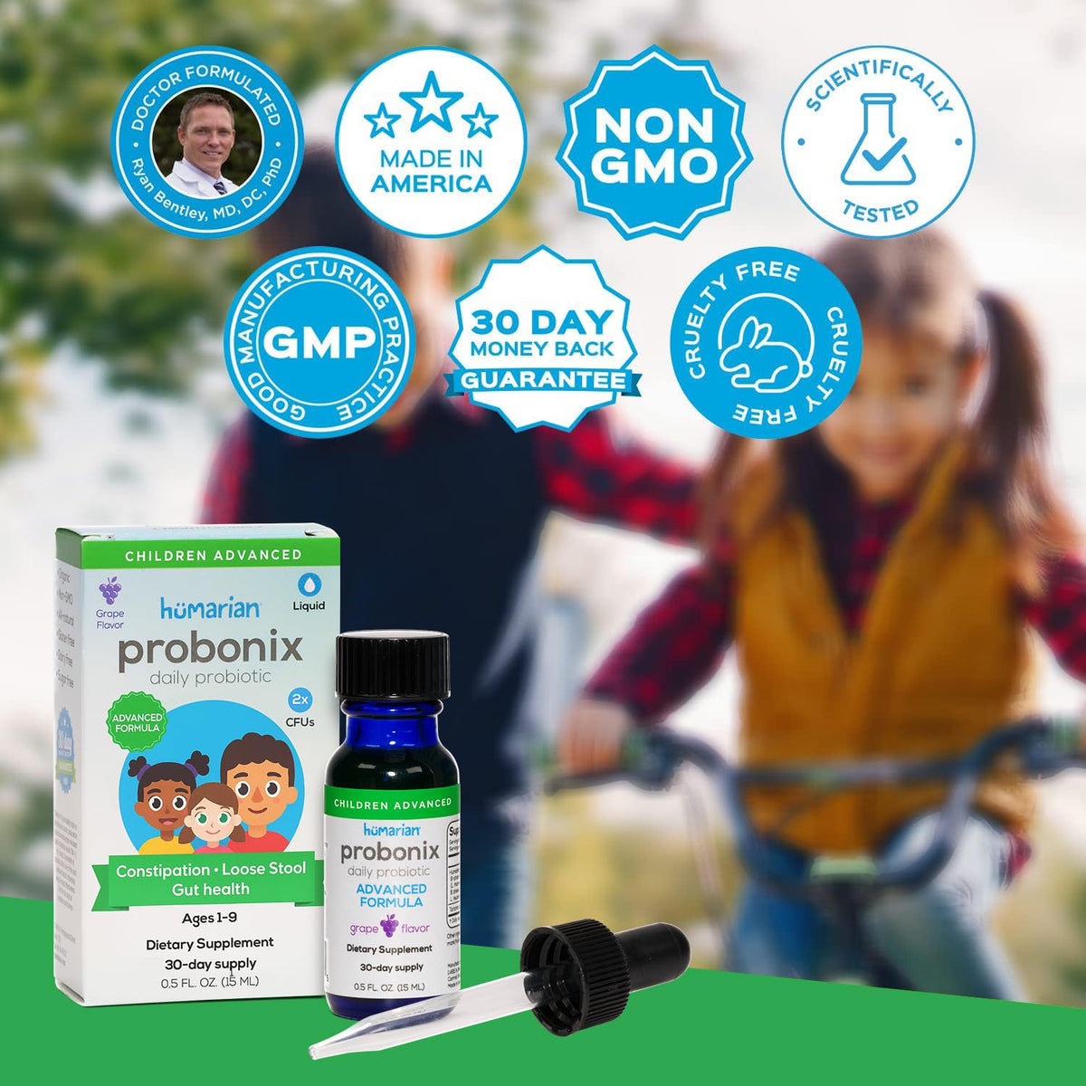 Probonix Probiotiques Liquides pour Enfants flacon avec fond neutre