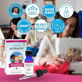 Probonix Probiotiques Liquides pour Femmes, arrière du flacon avec ingrédients