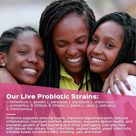 Probonix Probiotiques Liquides pour Femmes, flacon sur une table