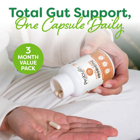 Probulin Complément Alimentaire Probiotique 90 Capsules Vegan, capsules dans un verre