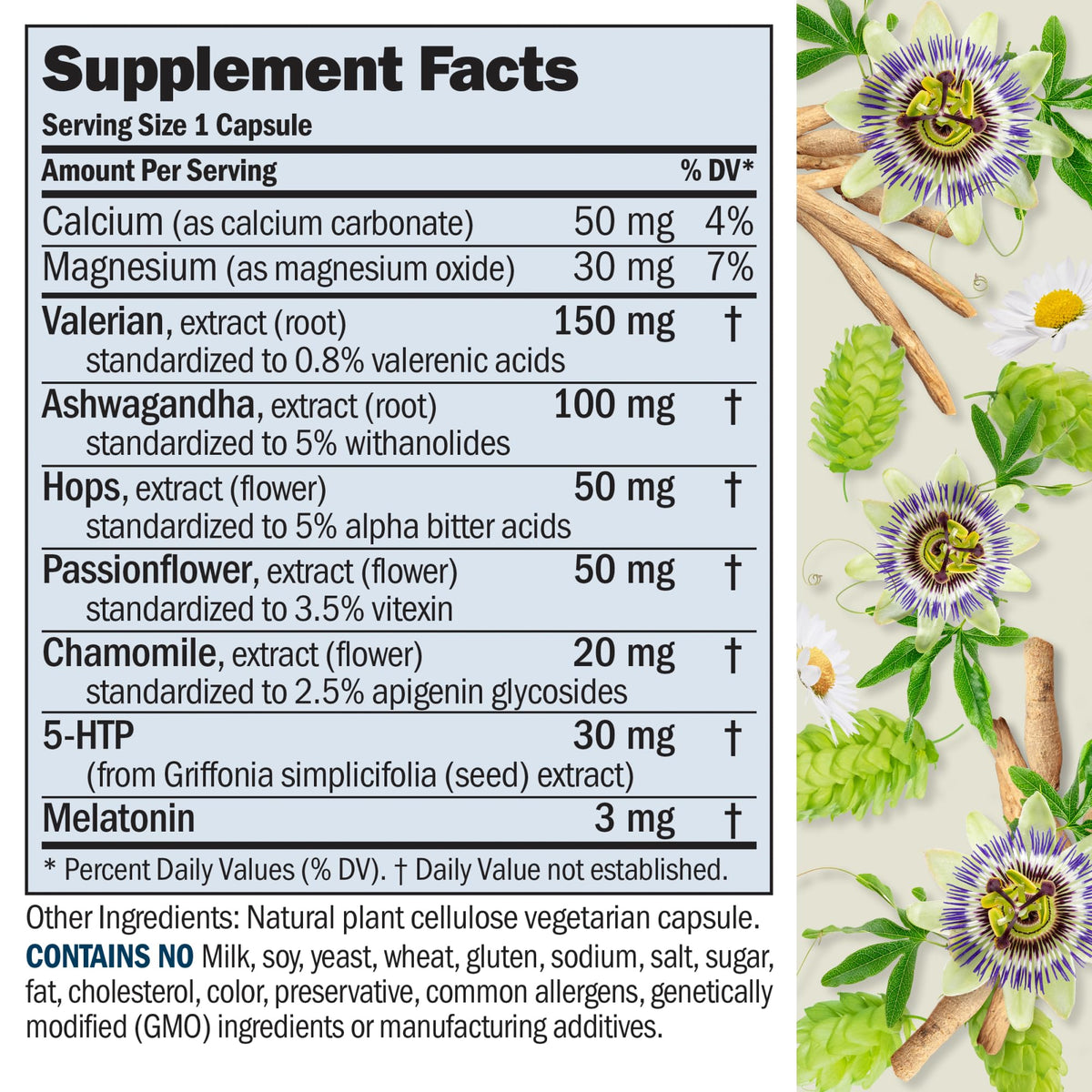 ProCaps Nuit 60 capsules, vue arrière avec ingrédients