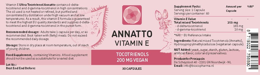 Procapsin capsules d'annatto tocotriénols sans tocophérol