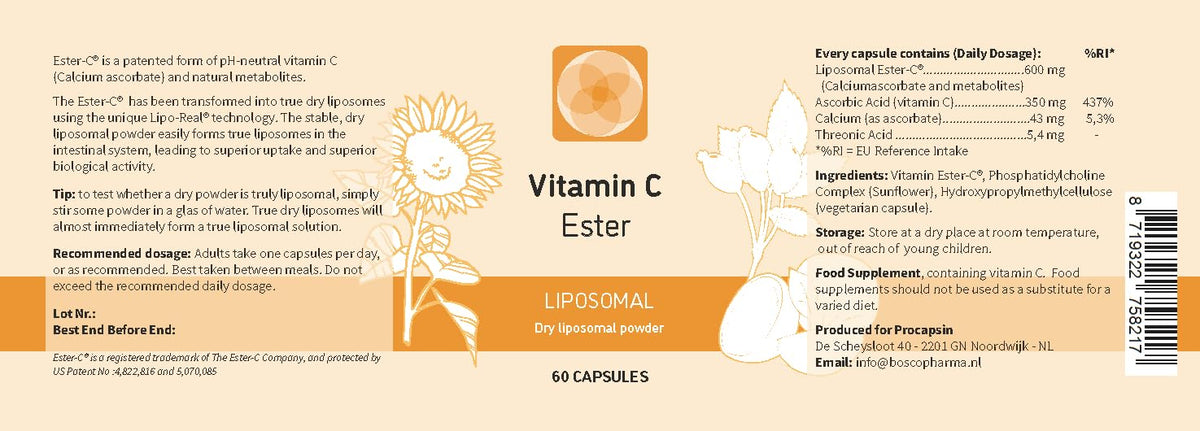 Procapsin Liposomal Ester C 1000mg capsules arrière