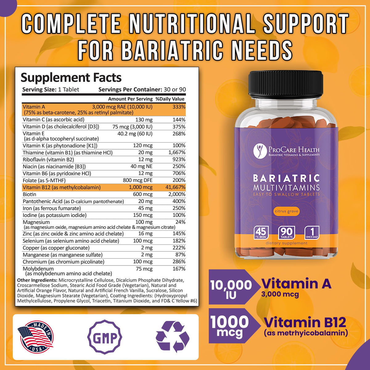 ProCare Health Easy-45 boîte contenant 90 comprimés de vitamines