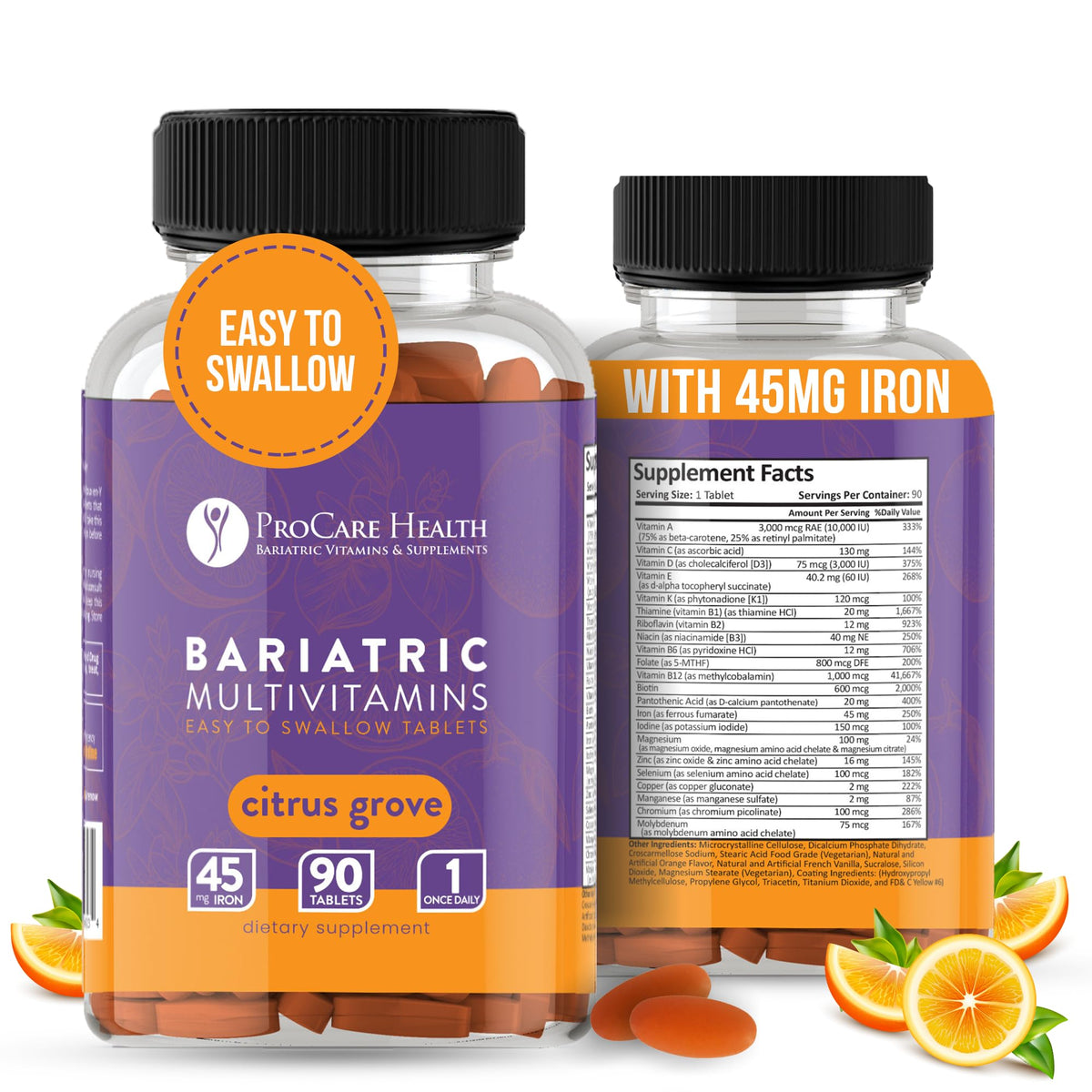 ProCare Health Easy-45 Multivitamines Bariatriques 90 comprimés - vue avant