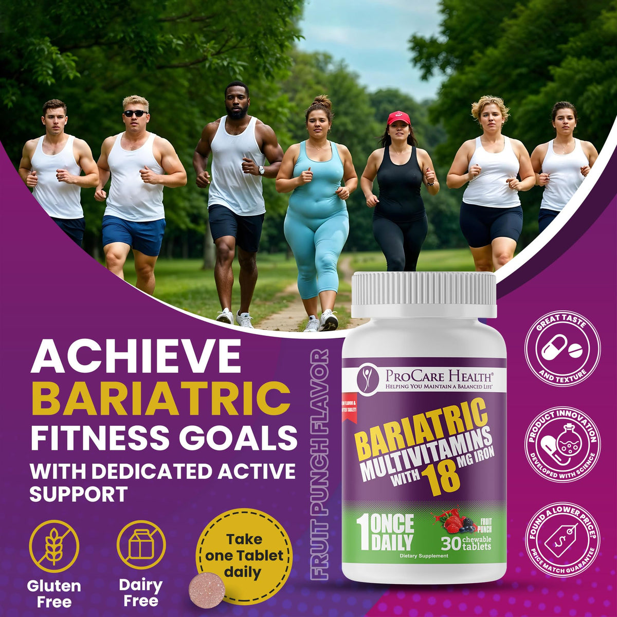 ProCare Health Multivitamine Bariatrie 30 comprimés avec informations nutritionnelles