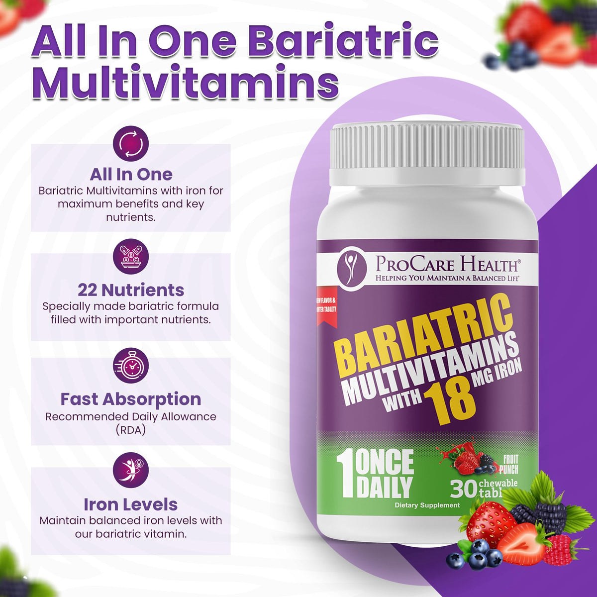ProCare Health Multivitamine Bariatrie 30 comprimés fruit punch en situation
