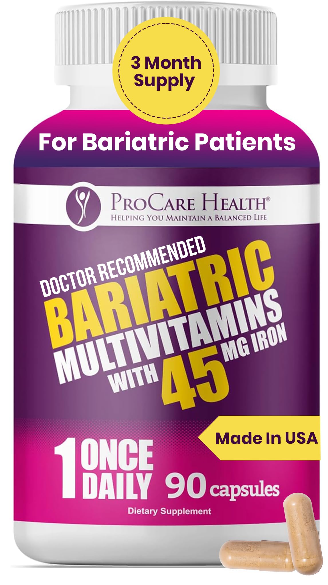 ProCare Health Multivitamine Bariatrique 90 capsules vue de face