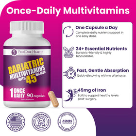 ProCare Health Multivitamine Bariatrique capsules sur une table