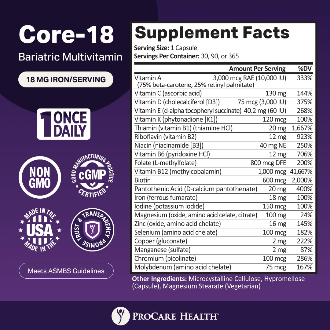 ProCare Health Multivitamine Bariatrique Core-18 capsule individuelle