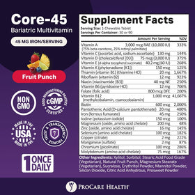 ProCare Health Multivitamine Bariatrique, emballage avec informations nutritionnelles