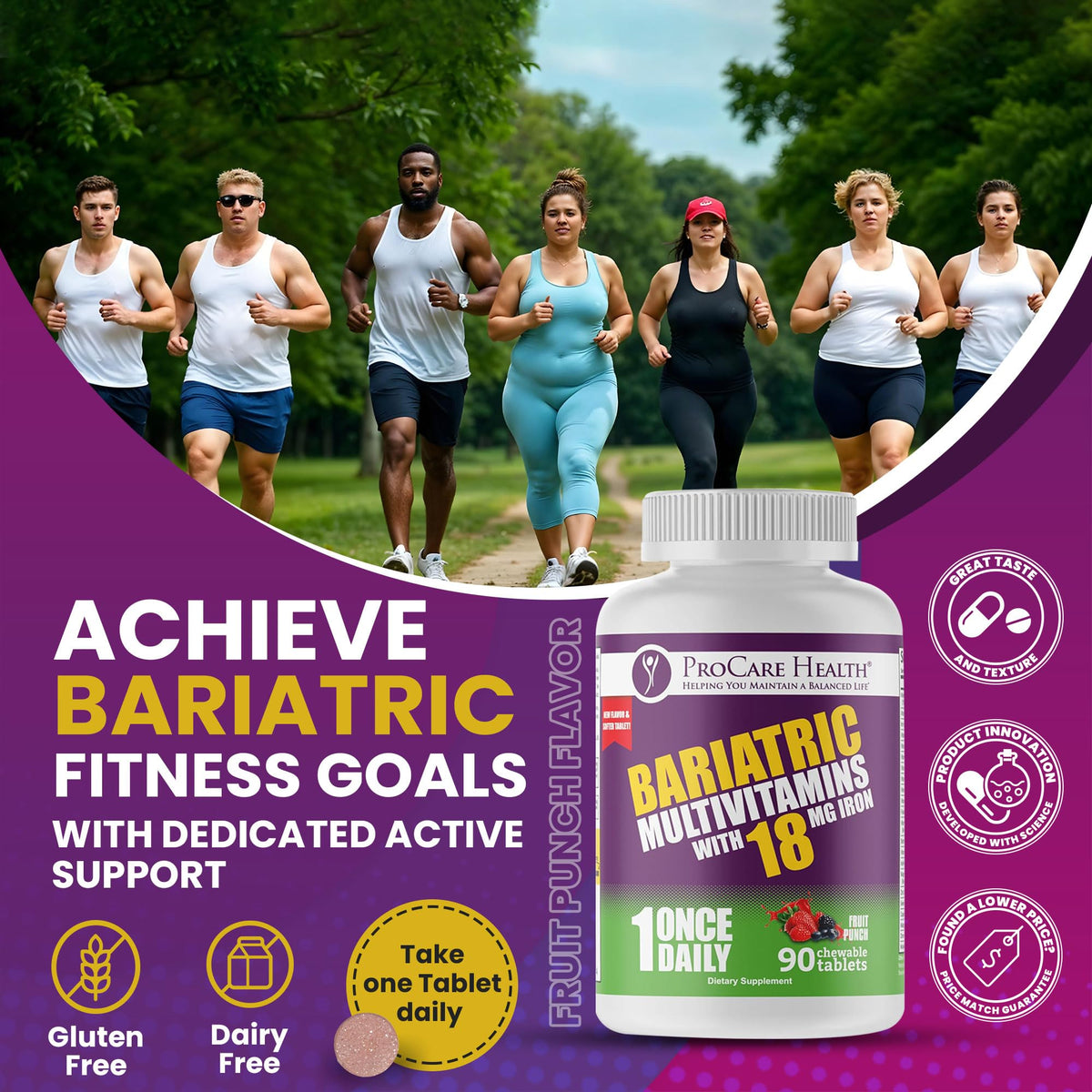 ProCare Health Multivitamines Bariatriques 90 comprimés à mâcher, présentation des comprimés