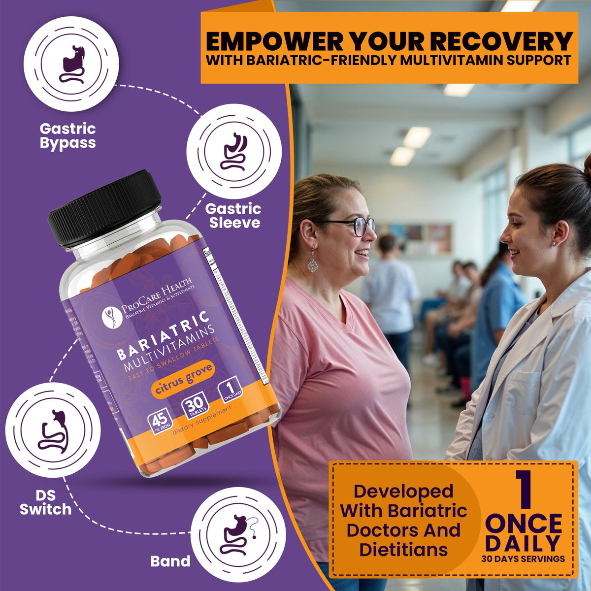 ProCare Health Multivitamines Bariatriques Citrus Grove emballage