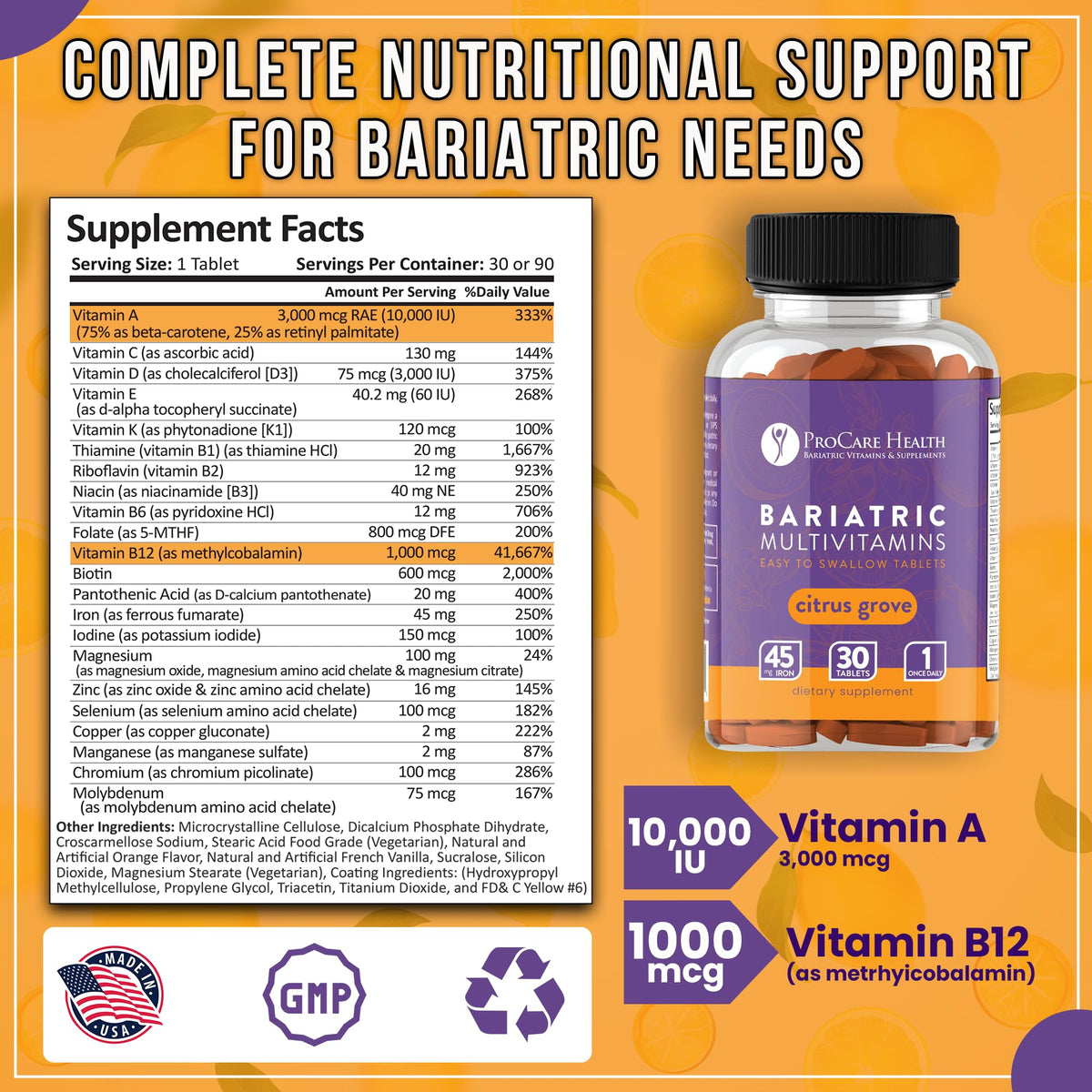 ProCare Health Multivitamines Bariatriques comprimé citron vue de près
