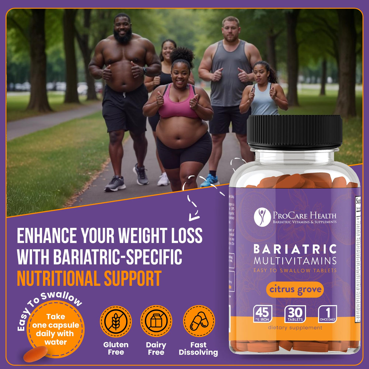 ProCare Health Multivitamines Bariatriques comprimés en main