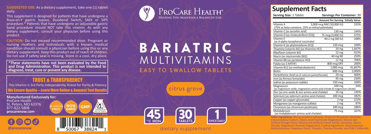 ProCare Health Multivitamines Bariatriques nutrition complète