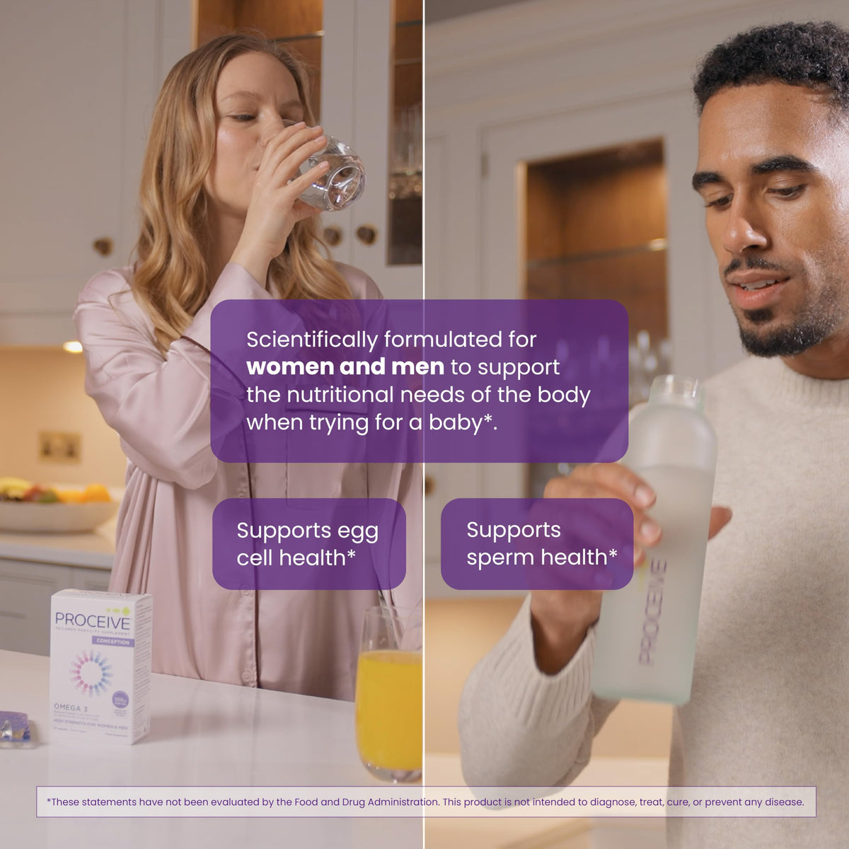 Proceive Omega-3 2000 mg avec un verre d'eau